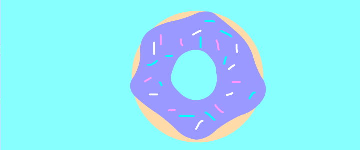 Animated purple-frosted donut